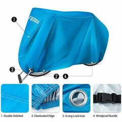 Waterproof UV Protective Outdoor Blue Bike Cover w/ Lock Hole