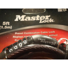 MASTER LOCK -LOCK CABLE LOCK 5" COMBINATION-MASTER LOCK-1/4" DIAM-PRESET COMBO