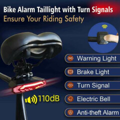 2Set Electric Bike Horn Alarm with Remote Waterproof LED Tail Light Rechargeable