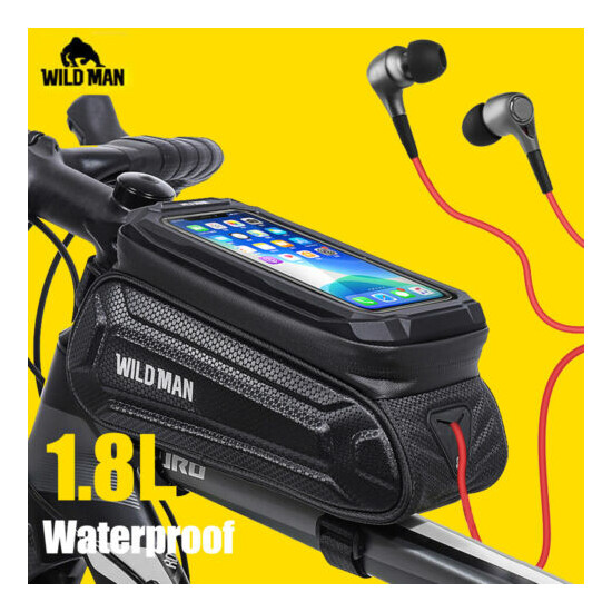1.8L Frame Front Tube Cycling Bag Waterproof Phone Case Holder 7”Touchscreen Bag
