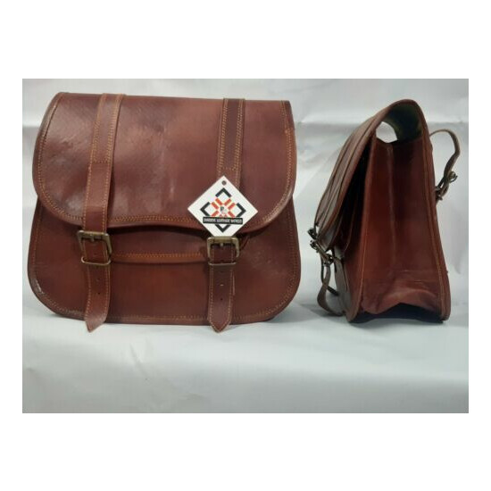 Handmade Brown Vintage Leather Panniers Saddlebags Motorcycle Side Bag Set Of 2