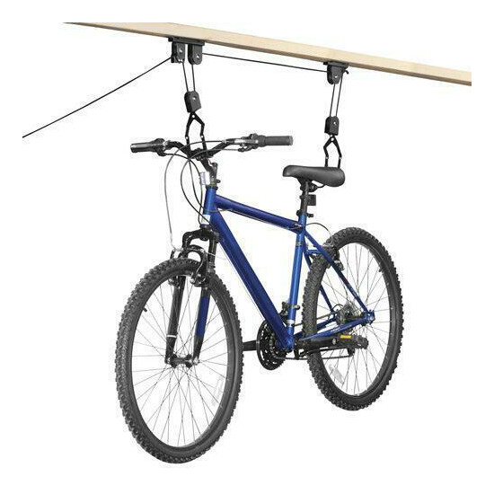 Ceiling Mount Single Bike Hoist Rope 50 lbs Bicycle Safely Stored Hanger Garage