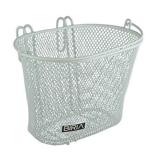 BIRIA Basket with Hooks White, Front, Removable, Wire mesh Small, Kids Bicycle