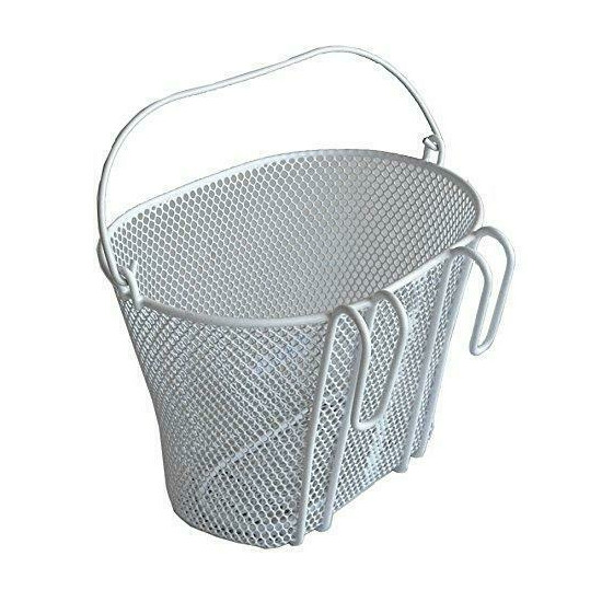 BIRIA Basket with Hooks White, Front, Removable, Wire mesh Small, Kids Bicycle