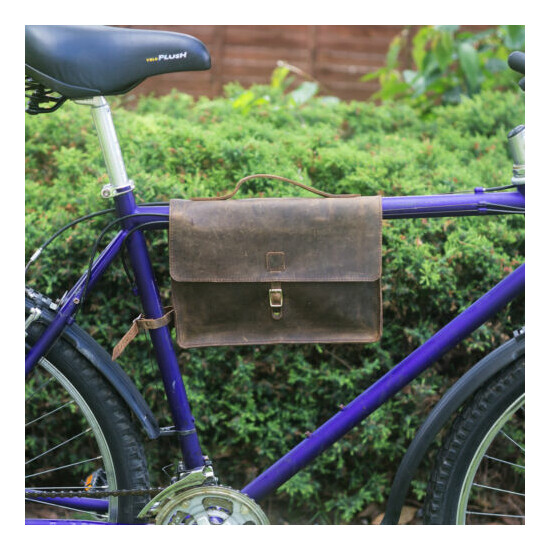 Bike Frame Bag Handcrafted Natural Leather VINTAGE BROWN 11.8"x8.1"x2.2"